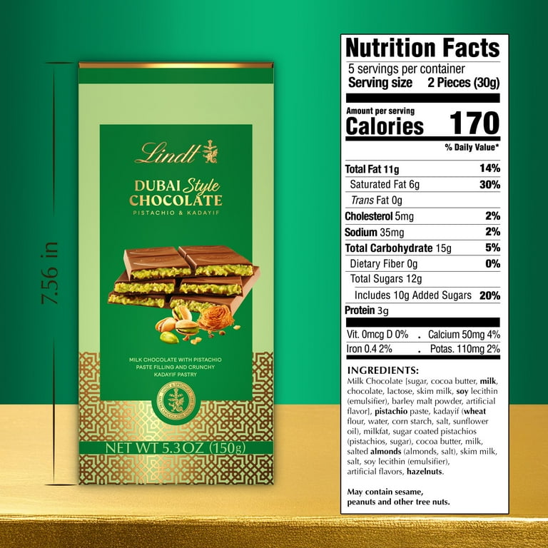 Lindt, Dubai Style Milk Chocolate Candy, 5.3 oz, Pistachio