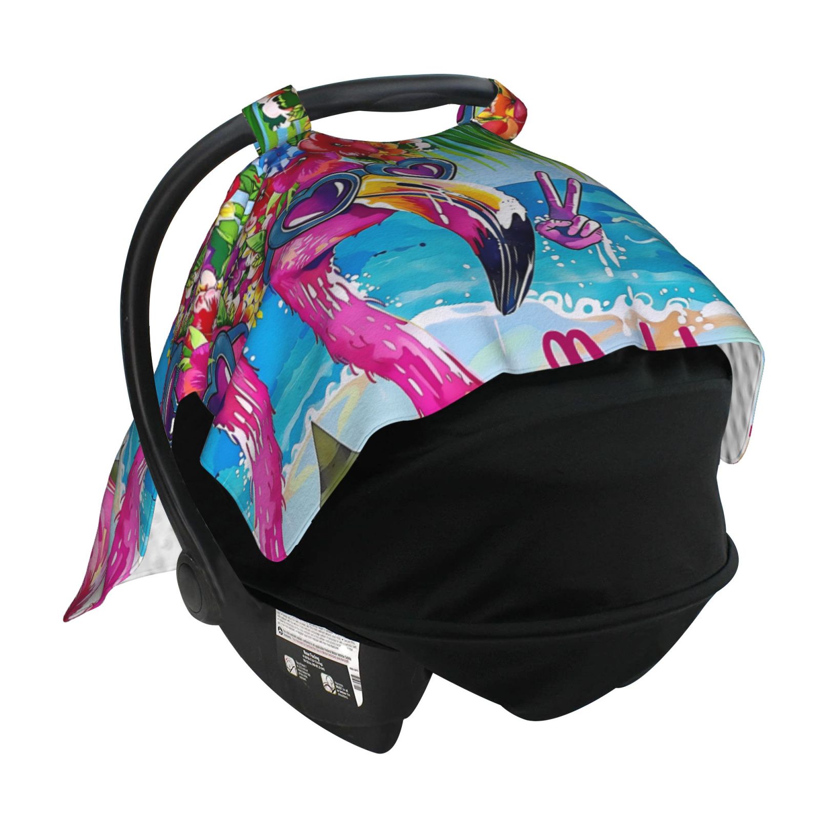 Car Seat Cover Baby - Tropical Flamingo Summer Breathable Infant Car Seat Cover for Baby Carseat, Lightweight Comfort Baby Essentials Must Haves Newborn Stuff for Girl Boy