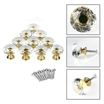 Uxcell 30mm Diamond Crystal Glass Drawer Pull Handle Knobs 10pcs, Gold Tone