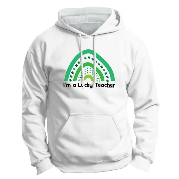 St Patricks Day Shirt For Women I'm A Lucky Teacher Premium Hoodie Sweatshirt Small White