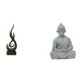 thumbnail image 1 of Figura moderna de Buda y mono con llamas, de resina, arte abstracto de fuego. Escultura coleccionable para sala de estar, hotel, patio o mueble., 1 of 8