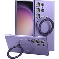 Compatible with Samsung Galaxy S23 Ultra Case with Magnetic Ring Holder [Compatible with Magsafe & Camera Lens Protector] Soft TPU Shockproof Kickstand Phone Cases for Galaxy S23 Ultra Purple