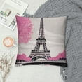thumbnail image 2 of JEUXUS  Pink Black Grey Decorative Throw Pillow Covers Eiffel Tower Decor Square Pillow Cases Cover Pink Paris Outdoor Pillow Covers with Zipper That Girl Room Decor, 2 of 5