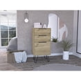 thumbnail image 2 of DEPOT E-SHOP Valerian Light Dresser- Countertop,Three Drawers, Four Steel Legs-Light Oak, For Bedroom, 2 of 5
