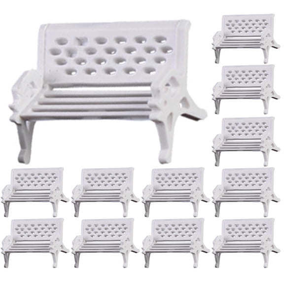 ELAYARD Miniature Fairy Garden Benches Park Bench White ABS 20Pcs