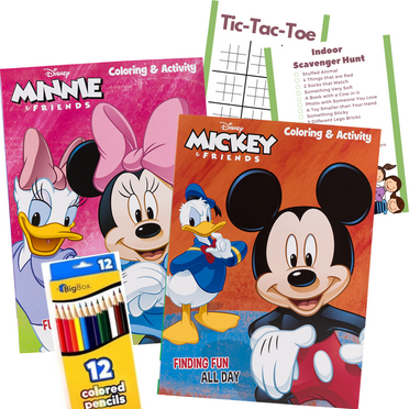 Disney Mickey Mouse and Minnie Mouse 2 Coloring Books and Coloring Pencils