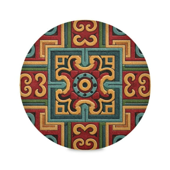 Round Placemat Heat Resistant & Wrinkle-Free Dining Table Decor Placemat For Home & Weddings Aztec-style