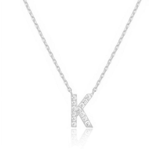 Bonjour Jewelers 14k White Gold Created White Sapphire Initial K Letter Pendant Necklace Plated