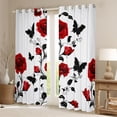 thumbnail image 2 of Homewish Rustic Flower Floral Blackout Curtains Set of 2 (52x84 Each),Vintage Boho Butterfly Window Curtains,Red White Curtains and Drapes For Kids,Super Cozy Room Decor, 2 of 6