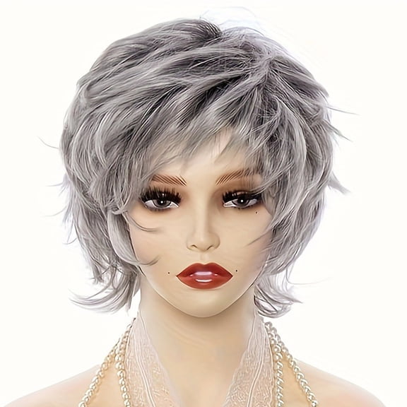 Short Human Hair Wig Pickled Color Layered Cut Wig Glueless Wig for Black Women Daily Use Full Made Adjustable Cap 22 Inches