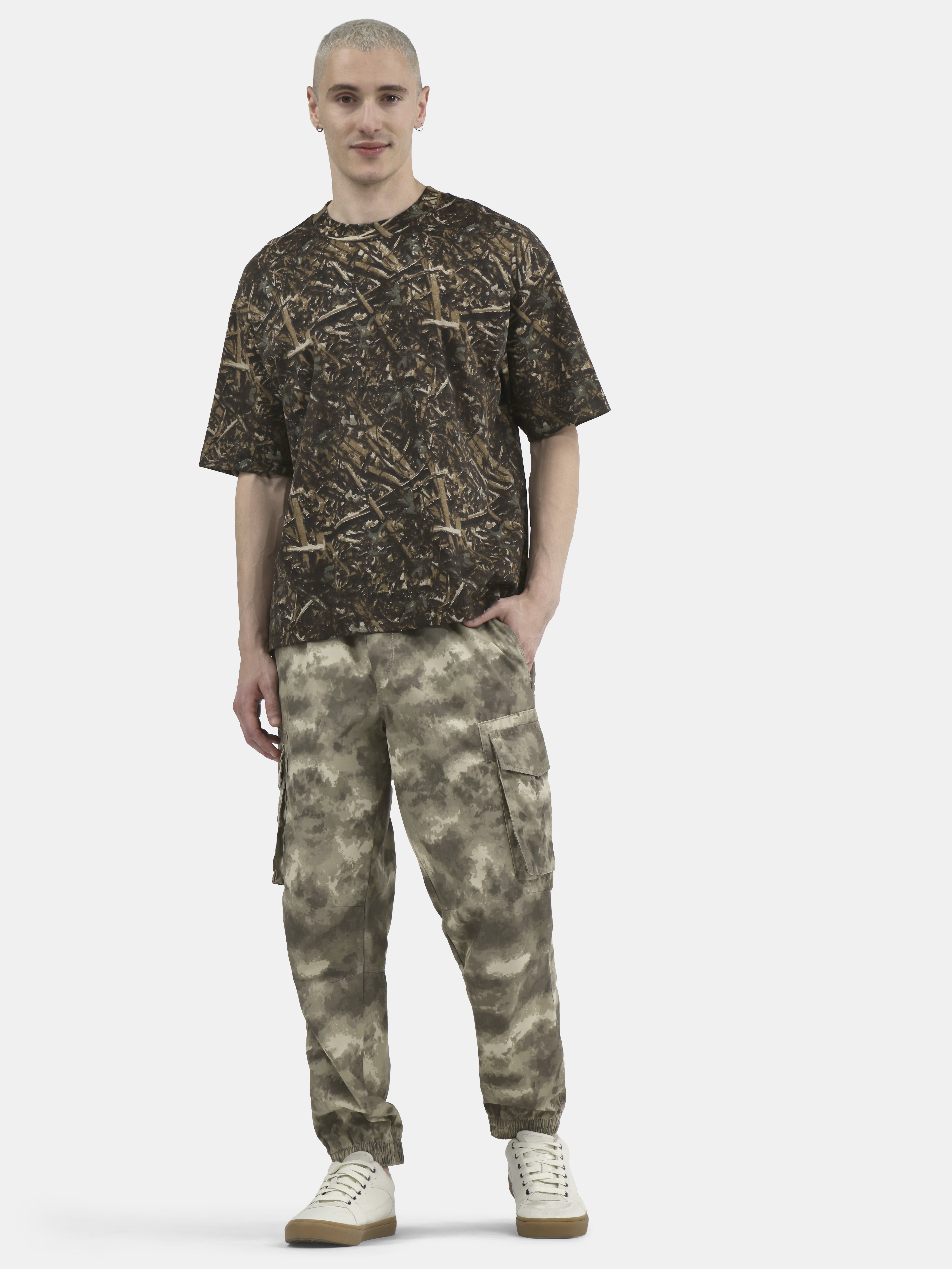 No Boundaries Cotton Oversized Cropped Tee with Short Sleeves, 2-Pack, Men's and Big Men's XS-5XL