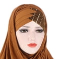 thumbnail image 3 of Cheers.US Women Glitter Sequin Hijab Muslim Head Wrap Scarf Long Turban Headband Hair Cap Shawl, 3 of 4