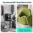 thumbnail image 5 of Linsy Home 360° Swivel Accent Chair Set of 2 with Hidden Storage, Modern Upholstered Barrel Chair for Living Room, Green, 5 of 11