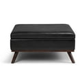 thumbnail image 5 of Owen 36 inch Wide Mid-Century Modern Square Coffee Table Storage Ottoman in Distressed Black Vegan Leather, 5 of 11