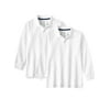 Wonder Nation Boys School Uniform Long Sleeve Double Pique Polo Shirt, 2 Pack Value Bundle, Sizes 4-18 & Husky