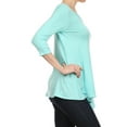 thumbnail image 3 of Women's Solid Basic Casual Side Button Trim Round Neck Blouse Shirt Tunic Top, 3 of 5