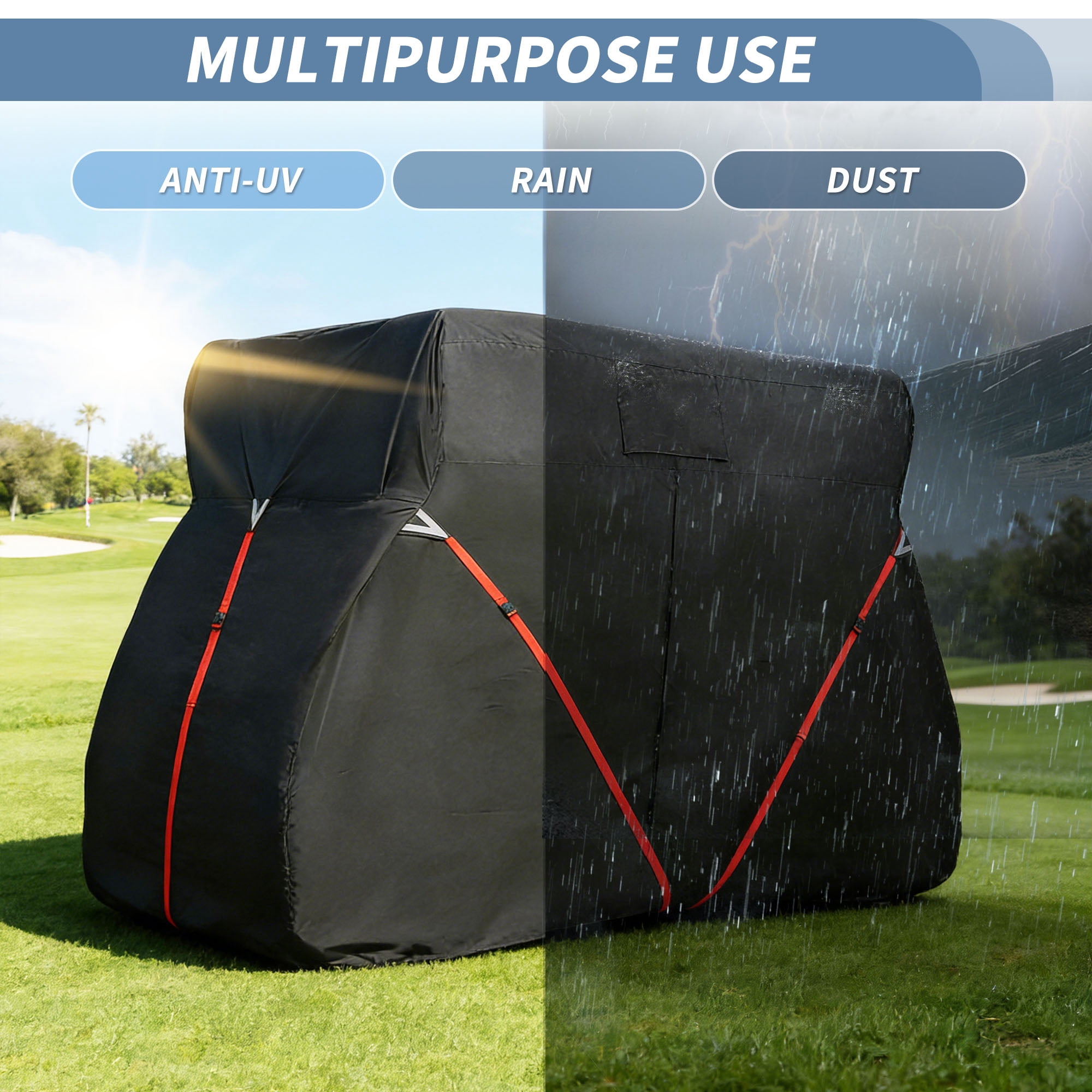 Unique Bargains Golf Cart Cover Waterproof for Yamaha 4/2+2 Passenger Cart