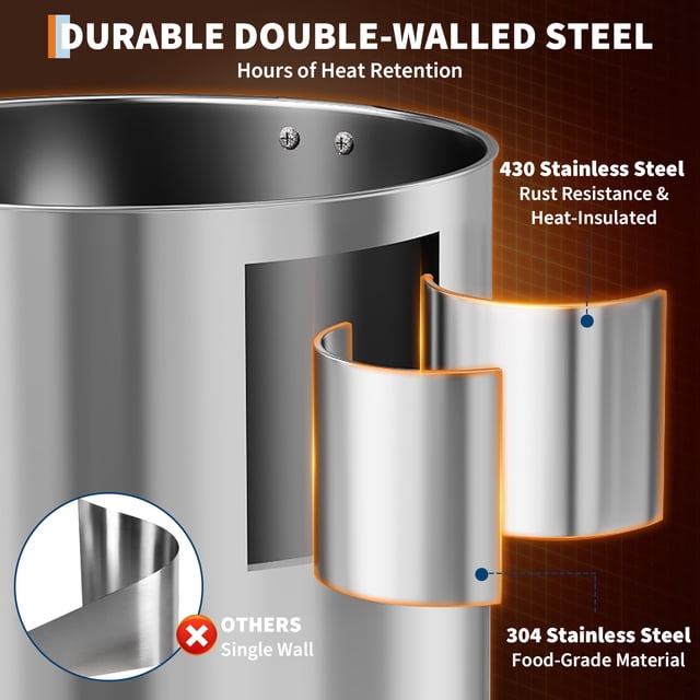 AKDSteel Commercial Coffee Urn, Large Stainless Steel Electric Coffee Maker With Double-Wall Insulation And Filter Basket