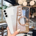 thumbnail image 5 of for Samsung Galaxy S22 Case Glitter, [Strong Magesafe Metal Plate][Full Protection Camera Lens Protected] Bling Shiny Luxury Chrome Plated (Golden), 5 of 11