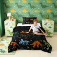 thumbnail image 2 of Erosebridal Colorful Dinosaur Twin Comforter Sets for Kids, Black Bedding Set, 2 of 6