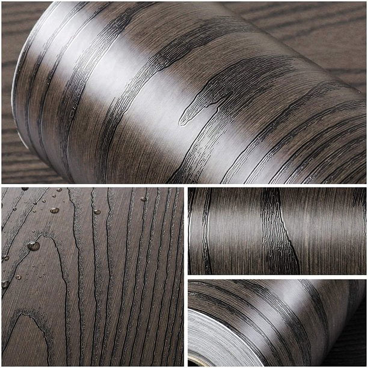 VEELIKE Brown Black Peel and Stick Wallpaper Self Adhesive Wood Contact Paper for Countertops Waterproof Removable Wood Grain Contact Paper Wood Vinyl Roll for Kitchen Cabinets Table 15.7"x354"