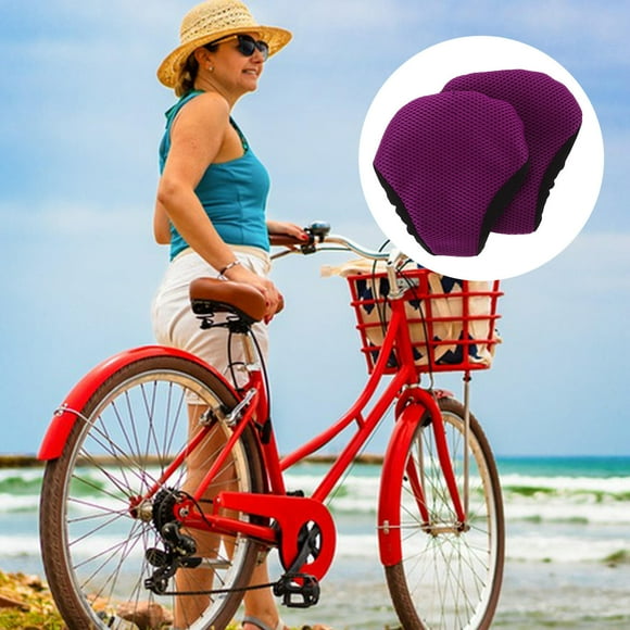 Phenofice 2Pcs Bike Saddle Purple Cloth Breathable Comfortable For Cycling Outdoor Activities Men Women