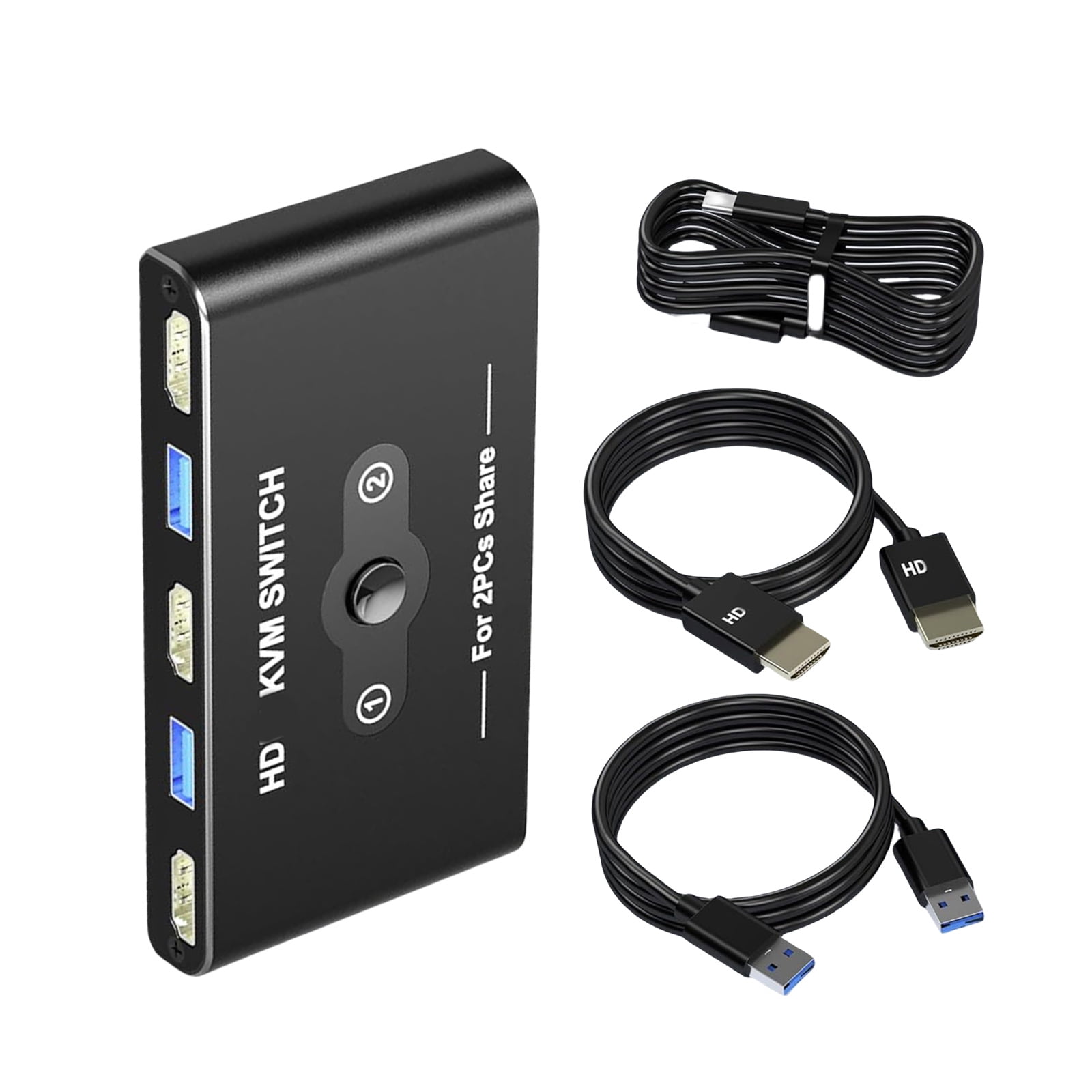 Efficient KVM Switcher 2 in 1 out for Two Computer Sharing Single Screen 4K60Hz and USB3.0 Access