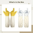 thumbnail image 5 of 2 Pairs Goatskin Beekeeping Gloves, Protective Leather Gloves, Thickened Handbacks, Flexible and Sturdy for Bee Suit Protection, Beekeeping Supplies, White and Yellow, 5 of 5
