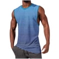 thumbnail image 2 of COSFO Muscle Tank Top Men Summer Gradient Striped Graphic Tees Running Workout Crew Neck Classic Fit Sleeveless Shirts, 2 of 5