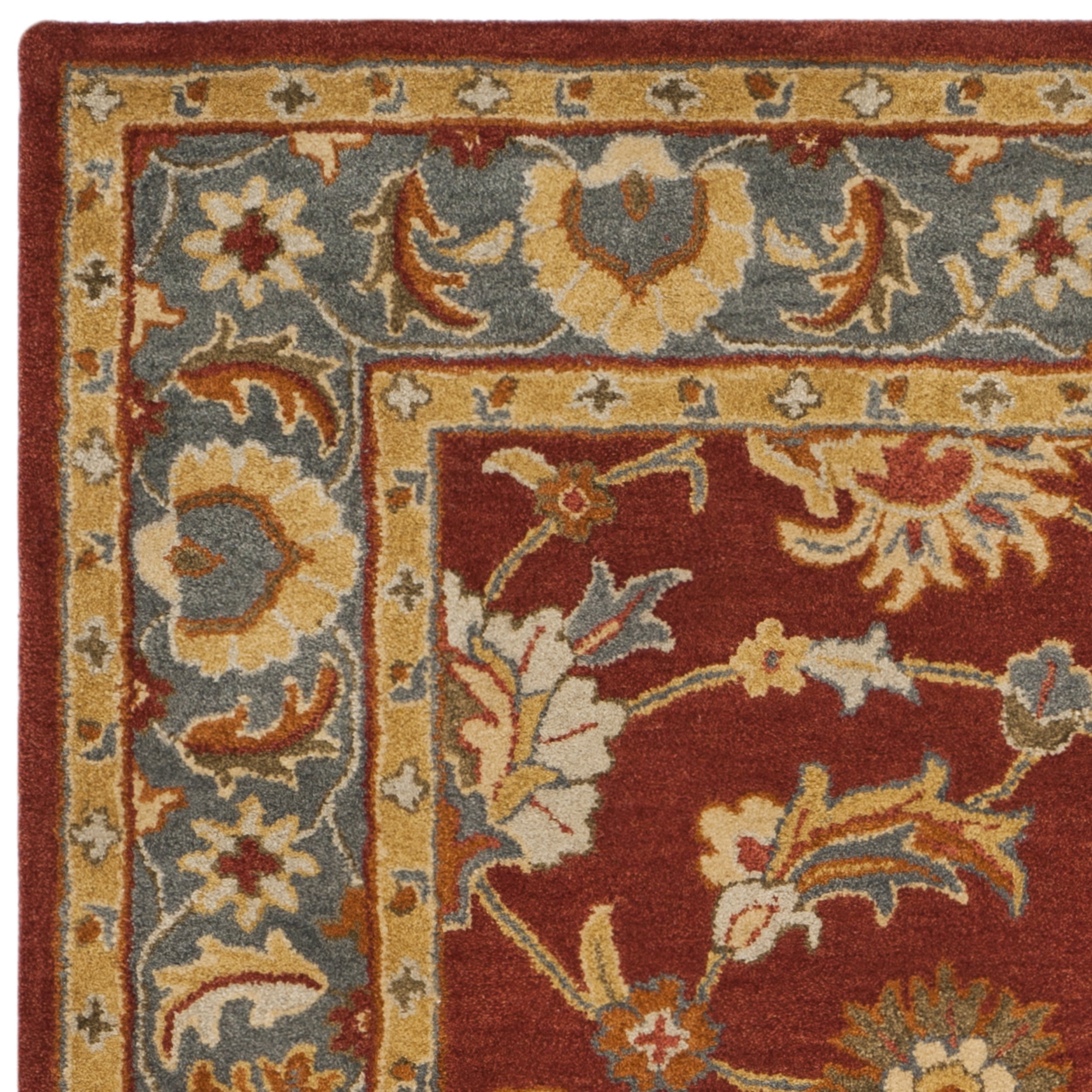 SAFAVIEH Heritage Chauncey Traditional Wool Area Rug, Red/Blue, 9' x 12'