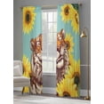thumbnail image 4 of Funny Tiger Sunflower Sheer Curtains 2 Panels Set Cartoon Summer Animal Floral Sheer Window Curtains Light Filtering Rod Pocket Voile Drapes for Bedroom Living Room 52"X96", 4 of 9