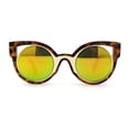 thumbnail image 2 of Super Cool Double Rim Art Deco Cat Eye Bolt Arm Sunglasses Gold Tortoise - Yellow Mirror, 2 of 4