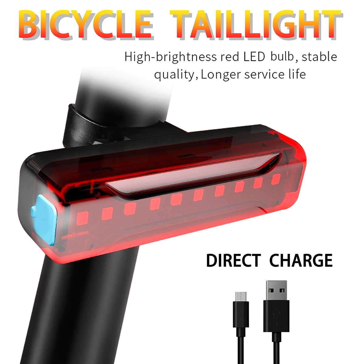 Quality USB Rechargeable 100LM LED Bike Tail Warning Light with USB Cable Bicycle Accessories for Night Cycling Bicycle Rear Light 