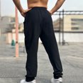 thumbnail image 6 of Hfolob Men's Casual Pants Elastic Waist Drawstring Beach New Sports Fitness Street Retro Leisure Cotton Trousers With Pockets, 6 of 8