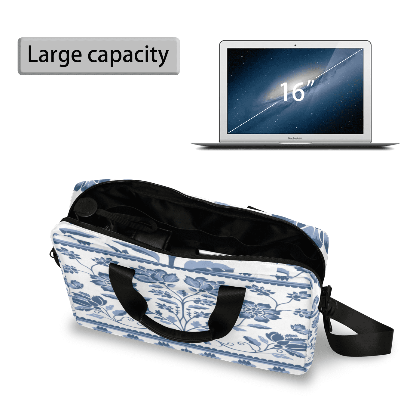 Herdesigns Floral Laptop Bag for Women Men, Computer Case Briefcase Messenger Bags, 15-15.6 inch Laptop Sleeve Shoulder Bag