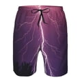 thumbnail image 3 of Balery Thunderstorm Violet Purple Traje de Baño Estilo Hawaiano para Hombre, Shorts de Secado Rápido con Bolsillos-XX-Large, 3 of 6