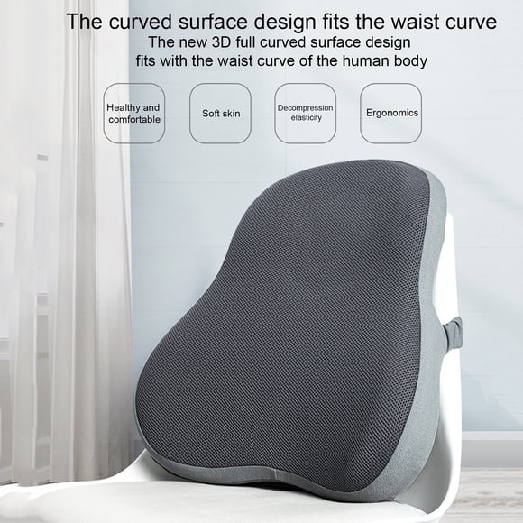 Office Chair Cushion Soft Memory Foam Lumbar Support Pillow Lower Back Pain Relief Ergonomic Back Support Cushion Trains Airplanes Trucks Cars Travel Pillow