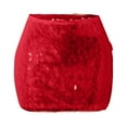 thumbnail image 6 of MIXUE Skirts For Women Summer Sequins Solid Color Elastic Waist Party Club Casual Bodycon Mini Skirt Holiday-Wear,Red,XL, 6 of 7
