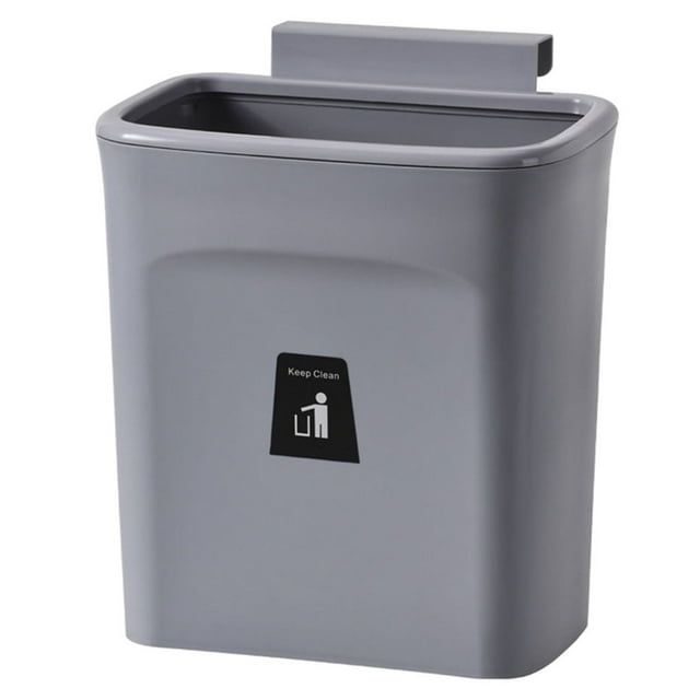 Contenedor de basura para colgar en la pared, con tapa hermética, inodoro y reciclable. Gris