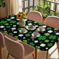 thumbnail image 3 of St Patricks Day Table Cloths for 6 Foot Rectangle Tables, Spring Farmhouse Country Green Shamrock Patio Waterproof Elastic Fitted Tablecloths, Washable Rectangular Table Cover for Camping, 3 of 8