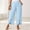 (New1)Light Blue, variant on Thousandth Women's Cotton Linen Pants Casual Summer Elastic Waist Wide Leg Loose Fit Palazzo Pants Cropped Trousers with Button Decor and Slit Hem Daily Wear