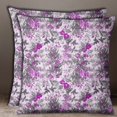 thumbnail image 3 of S4Sassy Purple 2 Pcs Square Cotton Poplin Floral Print Cushion Cover Home Decor-24 x 24 Inches, 3 of 5