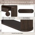 thumbnail image 6 of GZXS 2-Tier Console Table with Three Drawers, 59" Oval Accent Table with Fluted Legs and Bottom Storage Shelf, Entryway Sofa Table in Espresso, Easy Assembly, 6 of 10