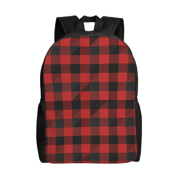 Fotbe Red Black Plaid Mochila de Viaje para Laptop, Mochila Ejecutiva Delgada y Resistente 15.6"