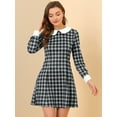 thumbnail image 4 of DARING DIVA Contrast Peter Pan Collar A-Line Plaid Dress M Black, 4 of 6