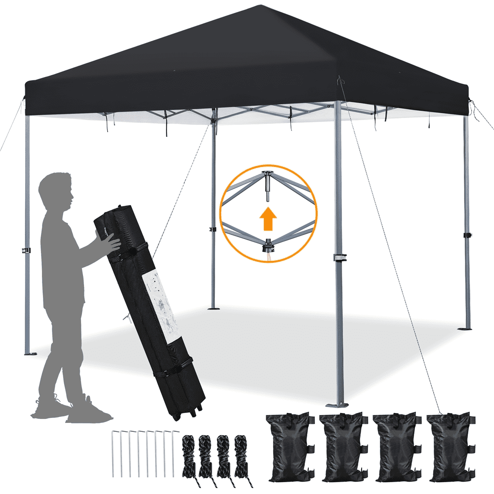 Alden Design 12x12FT Pop-up Canopy Lock with One Push for Outdoor, Black
