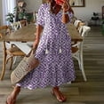 thumbnail image 1 of Usmixi Robes Formelles pour Femmes Longueur Coude Col en V Imprimé Géométrique Robes Maxi d'Été avec Franges Ample Fluide Évasée Tunique de Plage Robe Bleu G jusqu'à 65 % de Rabais, 1 of 7