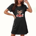 thumbnail image 3 of Sakmal Oversized Mumu Nightgowns for Women Breathable Christmas Black Ultra-Soft Loungewear Reindeer Print Short Crew Neck Short Sleeve Nightgowns S-2XL, 3 of 4