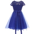 thumbnail image 2 of Big Girls' Floral Lace Tulle Pearl Rhinestones Holiday Party Flower Girl Dress Royal 12 (J21KS22), 2 of 3