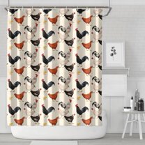 Beige Chicken Pattern Shower Curtain 72"x84" ,Bathroom Decorative Shower Curtains Set with 12 Hooks,Modern Waterproof Washable Shower Curtain